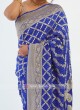 Royal Blue Chiffon Bandhani Saree